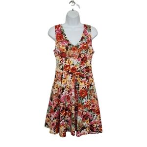 #Gal Boss Forever 21 V-Neck and Back Sleeveless Floral Sun Dress Size Large.